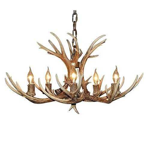 Ceiling Chandeliers Lights/Pendant Light with Lighting and New Retro Antler Chandelier Bedroom lamp Restaurant bar Cafe Creative Personality American Country Hotel bar Fixture (Size : 5P) by DRM