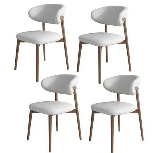 HUHJYUGE Dining Chairs Set of 1/4 Wood, Modern Solid Wood Dining Chairs, Kitchen Dining Room Chairs, Curved Backrest Upholstered Dining Chair with Walnut Legs (A 4)