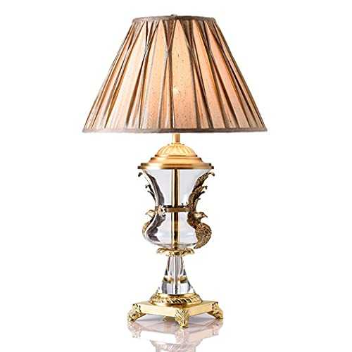 liushop Bedside Table Lamp Table Lamp Luxury Brass Bedside Lamp Creative Decoration Crystal Lamp Bedroom Living Room Fabric Lampshade Bedside Table Lamp Desk Lamp