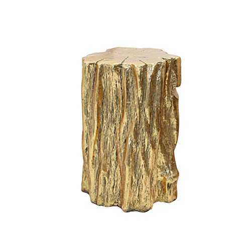 Coffee table,side table,living room snack table,tree stump-style small side table,bedroom bedside table,golden 33 × 50 cm.