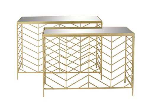 Deco 79 Metal and Glass Console Table Set of 2, Cast Iron, 39" x 42"