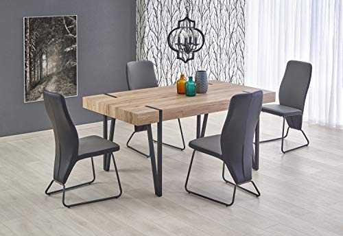 Yohann Vintage Industrial San Remo Oak Finish Top and Metal Legs Dining Table