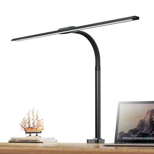 LED Desk Lamp, 24W Brightest Touchable Desk Lamps Office with Base, Adjustable Eye-Care 31.5" Wide Desk Light with 5 Color Modes, Auto Dimming, Timer, 1800LM Tall Desk Lamps for Study/Working/Reading