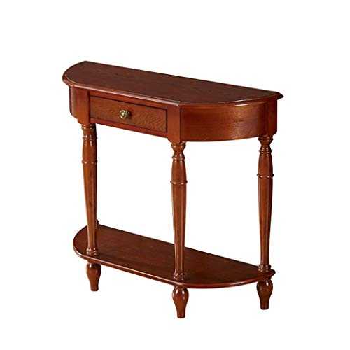Lucky star Half Moon Shape Console Table, Small Semi Round Entryway Table with Bottom Shelf, Compact Sofa Table/End Table for Living Room Bedroom