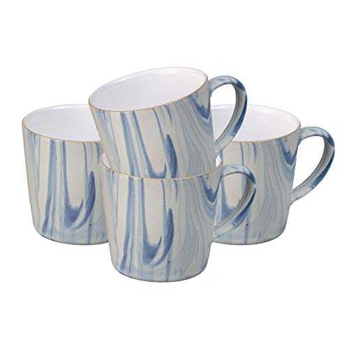 Denby Hand-Crafted Coffee Mug Set, 13.5 oz Each, Blue