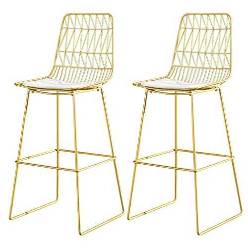 Home Furniture Barstool Counter Height Stool Set of 2, Bar Chair for Kitchen Island Bar Pub Bistro, White Cushion Seat, Gold Metal Legs, Seat Height 29.5inch, 300 LBS Bear Capacity, White