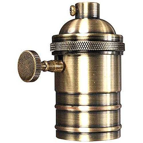 Dekaim Retro Lamp Bulb Holder E26/E27,Retro Antique Copper Brass Edison Lamp Holder E26/E27 with On/Off Switch Light Fitting Parts