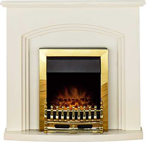 Adam Truro Fireplace Suite in Cream with Blenheim Electric Fire in Brass, 41 inch