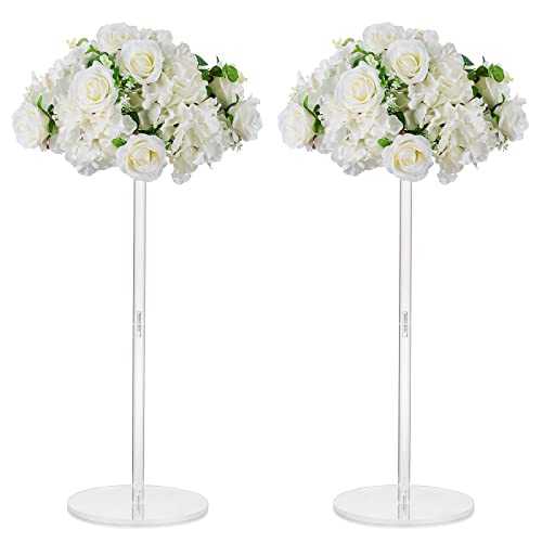 Nuptio Acrylic Vase Wedding Centrepieces - 2 Pcs 60cm Tall Table Flower Stand Flowers Vases for Birthday Party Weddings Decorations - Elegant Bulk Geometric Column Centrepiece Display Stands Holder