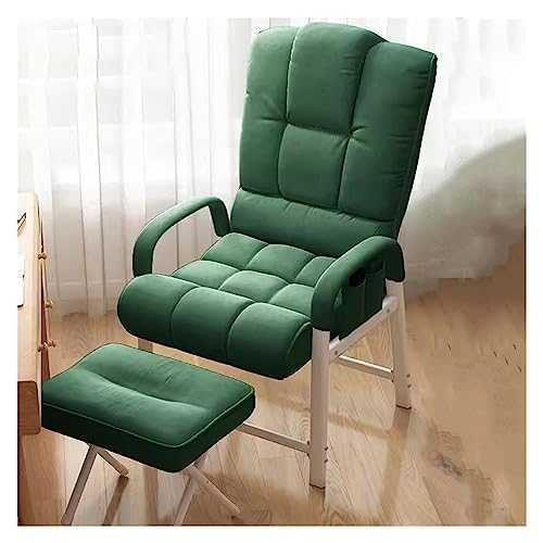 WIGSELBL Armchair Fabric Accent Chair Mid Century Modern Lounge Recliner with Footrest Single Sofa Club Chair and Ottoman Set for Living Room Office Small Spaces (Color : Green)