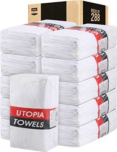 Utopia Towels - Cotton Washcloths Set, Bulk Pack of 288 - 30 x 30 cm, White - 100% Ring Spun Cotton, Premium Quality Flannel Face Cloths, Highly Absorbent and Soft Feel Fingertip Towels