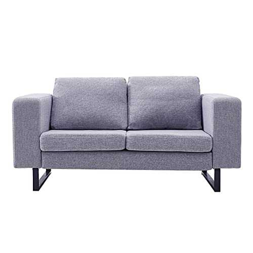 WSZMD Solid Hardwood Frame Sofa, Linen Cover, Iron Feet,2/3 Seater,Grey/Brown Living Room Furniture Best Idea For Apartment，sofa Bed (Color : 2 Seater Grey)