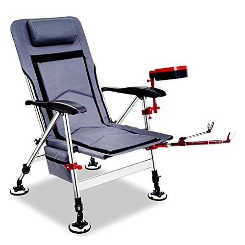 Profession Folding Fishing Chair Camping Recliner Portable Armchair Seat Adjustable Backrest Ergonomic Design 360° Rotating Feet Stool Adapt To Multiple Terrains Ideal for Camping Picnic Garden