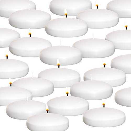 Royal Imports Floating Candles Unscented Discs For Wedding, Pool Party, Holiday & Home Decor, 3 Inch, White Wax, Bulk Set Of 24