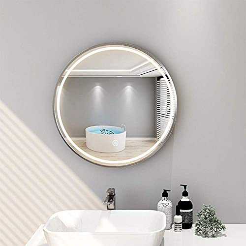 ZCYY Bathroom mirror Round framed LED light mirror wall mounted smart touch screen with light anti-fog mirror 50 * 50/60 * 60/70 * 70cm gold/silver/black tri-color light mirror
