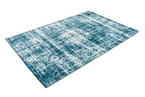 LIFA LIVING Cool Vintage Rugs for Living Room | Oriental Area Carpets for Bedroom | Different Patterns and Sizes | Interior Indoor Decorations | (Light Blue, 80 x 150 cm)
