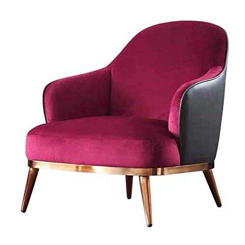 Modern Velvet Occasional Armchair Tub Chair Solid Metal Legs Single Sofa Seat Wing Back Couches for Living Dining Dressing Room Bedroom Reception Cafe-Red