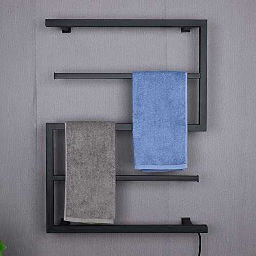 ZZJCY Electric Bathroom Radiator 5 Bars Wall Mounted Electric Towel Rails for Bathrooms Plug-In/Hardwired, Stainless Steel Small Heated Towel Rails with Matte Black,Hardwired