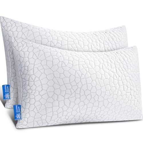Qutool 2PACK Bed Pillows for Sleeping Adjustable Gel Shredded Memory Foam Pillow Cool Bed Pillow Adjustable Loft with Queen Sleeping Pillow -2PACK