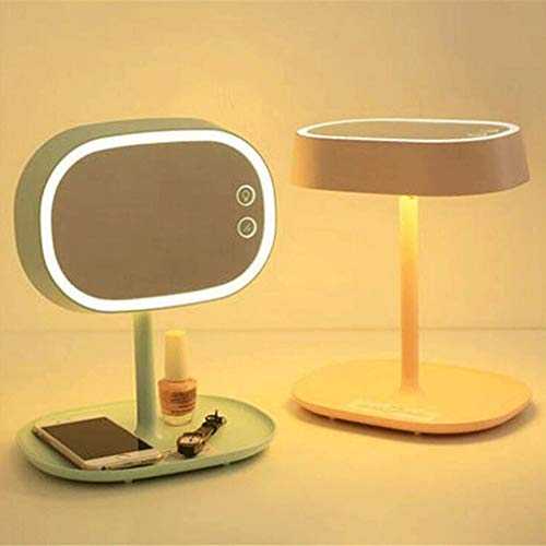 T-ara Xmas Princess Makeup Mirror Table Lamp LED Lighted Portable Touch Screen Cordless Adjustable Brightness USB Port table lamp(pink,mint green) Couple Christmas decoration table lamp