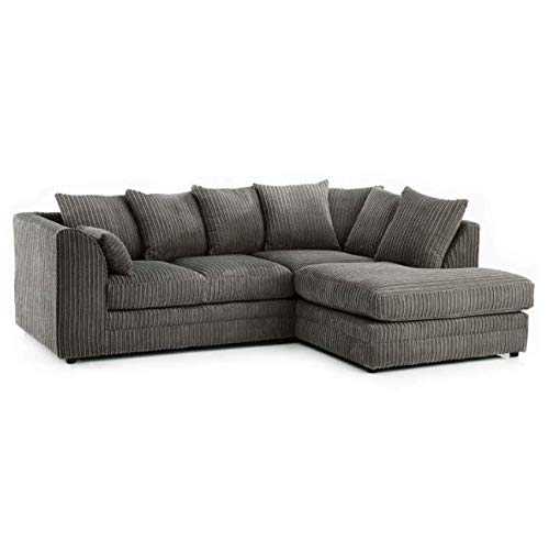HHI Jumbo Cord Grey Corner Sofa (Right Side Sofa)