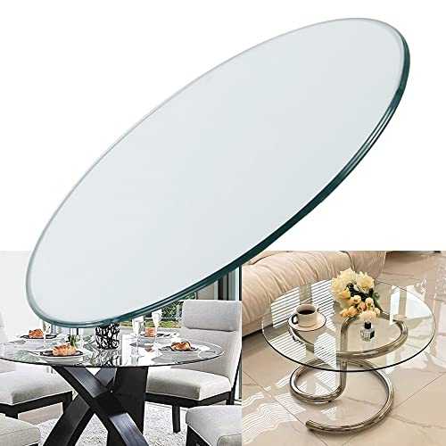 EMISOO 24in Tempered Glass Table Top Clear Round Glass Top Dining Table Top Protector Flat Polished Edge Round Plate Glass For Coffee Table/Patio Table (Size : 40cm/16inch)