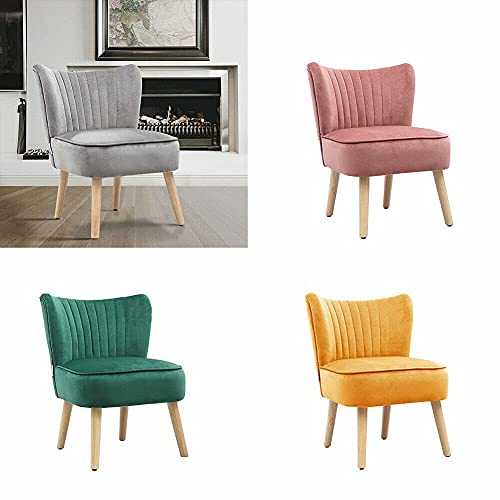 Retro Armchair Scallop Back Tub Chair Living Bedroom Lounge Sofa Wood Leg Beautiful/Pink