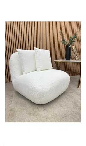 Luxury Boucle Miami Accent Swivel Chair Lounge Tub Armchair White Brand