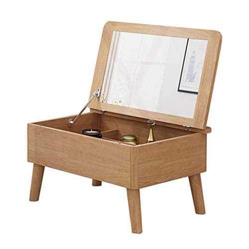 xuejuanshop Makeup Dressing Table Dressing Table Wood Mini Flip Makeup Dressing Table Simple Small Coffee Table Side Table Suitable for Bedroom Living Room Vanity Table (Color : Natural)