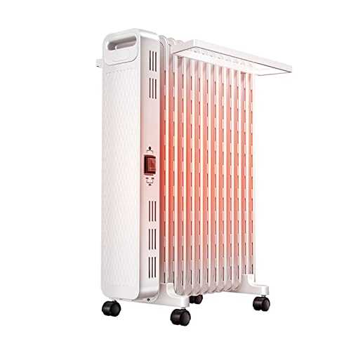 ZQD Oil Heater Oil Filled Radiator Heater Space Heater，Indoor Quiet Heater 2200W/Automatic Power-off/Overheat Protection for Home & Office (Color : White)