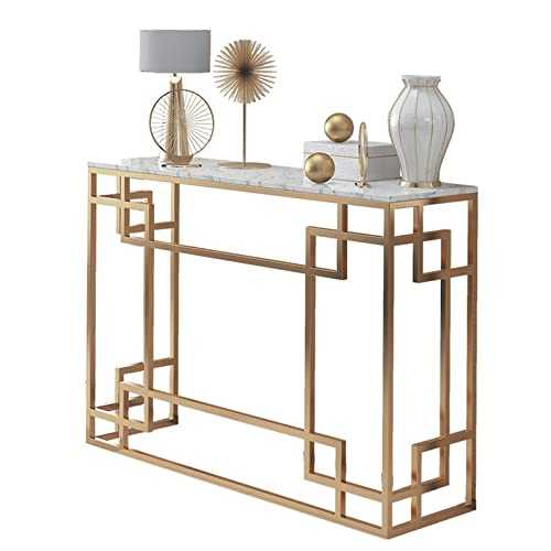 Marble Console Table, Storage Tables 80 * 30 * 80CM Narrow Sofa Side Table Marble Breakfast Tables For Kitchen Living Room Entrance, Solid Structure(Size:80 * 30 * 80CM,Color:Gold)