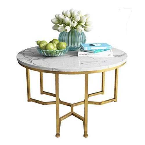 WSHFHDLC coffee table End Tables Round Natural Side Table for Small Spaces Marble Writing Desk Tables for Corner Tables Metal Modern Living Room Furniture small coffee tables (Size : 60cm)
