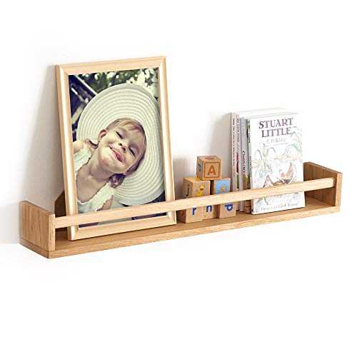 INMAN Floating Shelves, Wall Mounted Nursery Shelf-Wood Bookshelf Wall Shelves for Kitchen Spice Rack Bedroom and Living Room Baby Nursery Decor, 27.5 Inch,Natural