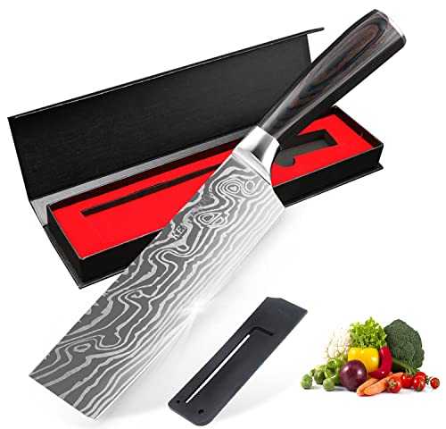KENTROON 7" Kitchen Knives Japanese Nakiri Knife Universal Chef's Knife Fruit & Vegetable Knife Stainless Steel Blade - Ultra Sharp,Gift Box Perfect for Home and Restaurant Pro Chef