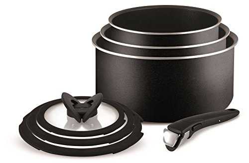Tefal Ingenio Essential Non-stick Saucepan Set, 7 Pieces - Black