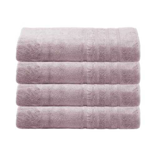 MOSOBAM 4-piece Bath Sheet Set - Lavender Aura - 700 GSM Hotel Luxury Bamboo - Aegean Turkish Combed Cotton, Light Purple Towel
