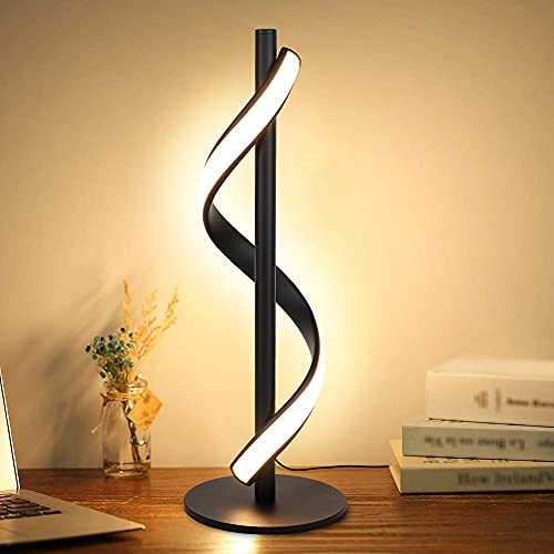 Depuley Bedside Table Lamp LED Spiral Desk Lamps, 10W Stable Modern Minimalist Design Nightstand Reading Light with Straight Rod for Bedroom, Living Room, Office, Kids