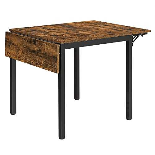 VASAGLE Folding Dining Table, Drop Leaf Extendable, for Small Spaces, Seats 2-4 People, Industrial, 33.3 x 30.7 x 30 Inches, Rustic Brown