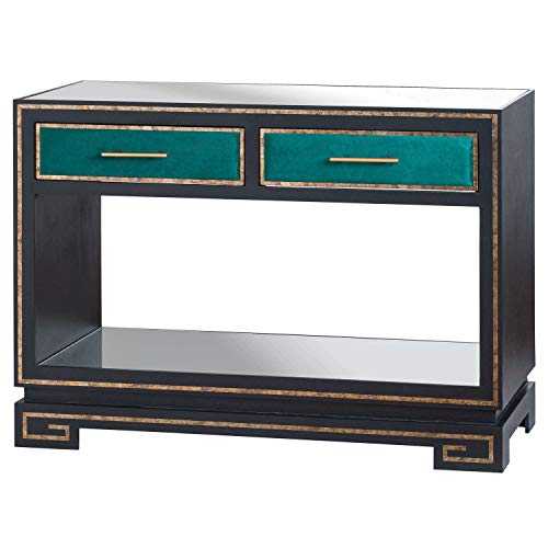 Wood Cabinet Table Console 1 or 2 Drawer Vintage Velvet Black Green Antique Gold (2 Draw)