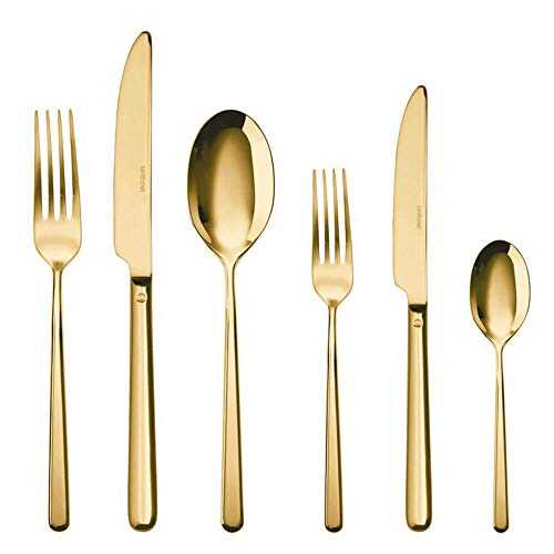 Sambonet Besteck-Set Linear PVD 36-Piece Gold Cutlery Set – Cutlery Sets (Gold)