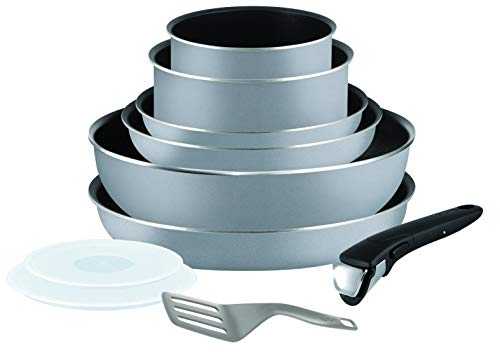 Tefal L2149602 Set of pans and saucepans - Ingenio 5 Essential Grey Set 10 Pieces - All heat except induction