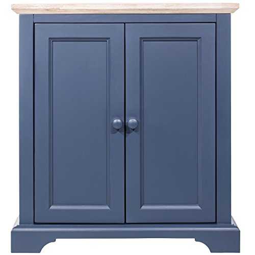 Florence Navy Blue corner sideboard with limed acacia top. FULLY ASSEMBLED. Quality sideboard