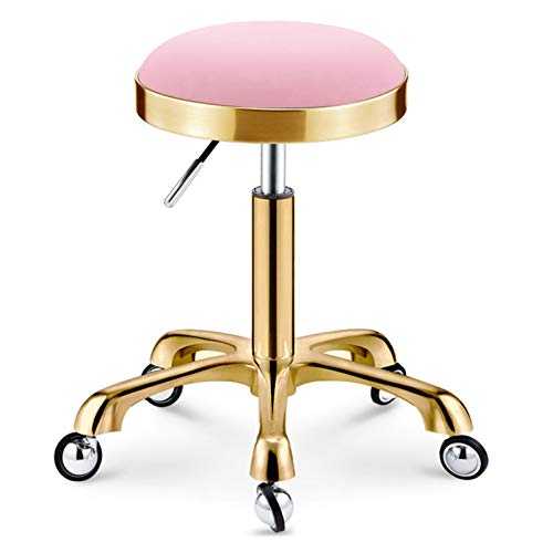 Stainless Steel Beauty Stool Ergonomic Swivel Saddle Stool with Gold Bracket and 360° Rotating Wheels for Clinic Dentist Spa Massage Salons Studio