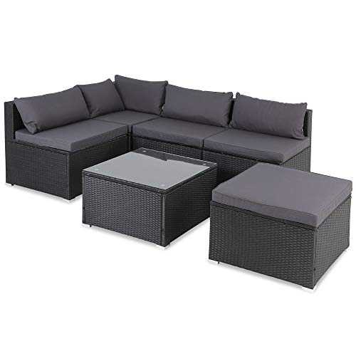 CASARIA Poly Rattan Garden Furniture Set Lounge Outdoor Patio Conservatory Corner Sofa with Cushions and Table