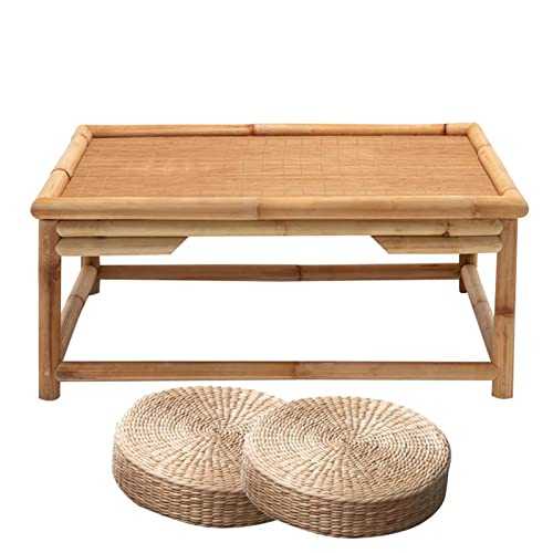 End Tables Coffee Table Balcony Tea Table Japanese-style Zen Kang Table Bamboo And Rattan Small Square Table Tatami Coffee Table (Color : Wood color, Size : 50 * 50 * 30cm)
