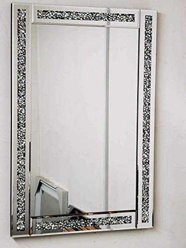 CRUSHED JEWEL WALL MIRROR LOOSE DIAMANTE NEW CRYSTAL SQUARE DECOR MIRROR GIFT 60X40CM
