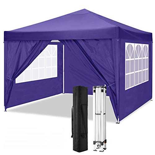 Hoteel Gazebos 3x3m Pop Up Gazebo Outdoor Garden Shelter Fully Waterproof with 4 Detachable Sides for Outdoor Activities, Purple