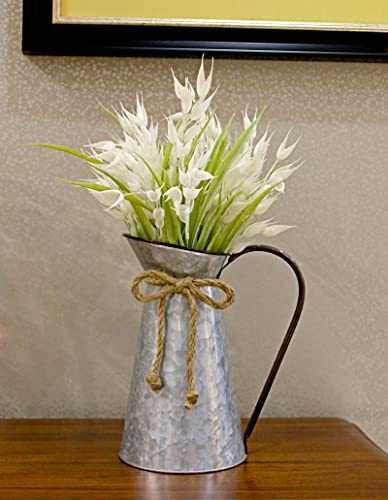 Vintage Galvanized Metal Vase Flower Jug, Farmhouse Decorative Pitcher, Rustic Jug Vase for Flowers …