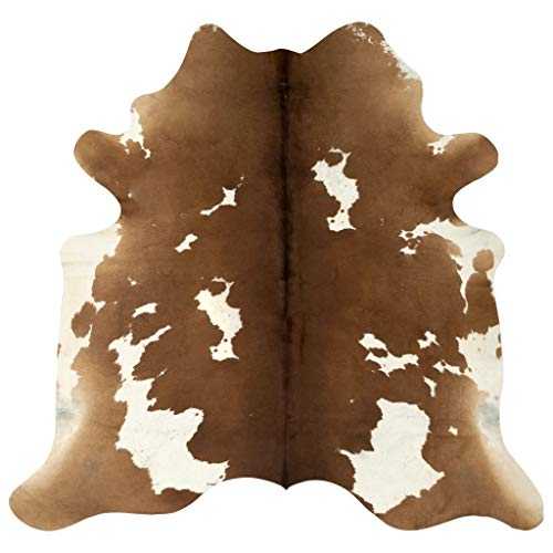 vidaXL Real Cow Hide Rug Home Interior Decor Living Room Bedroom Kitchen Dining Room Area Real Cowhide Cow Skin Carpet Brown and White 150x170cm