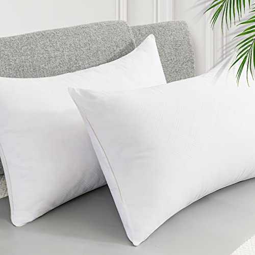 LUTE pillows 2 pack Soft Hotel Bed Pillows Anti-Mite, Anti-Dust, Hypoallergenic Breathable, Soft but Supportive, Standard Size Bed Pillows for Back and Side Sleepers(48x74cm)